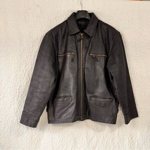 Bomb Boogie Vintage Men's Leather Jacket Handmade Size M Black Warm Casual